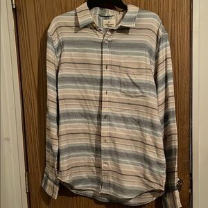 Men's Striped Shirt - Beige and Blue